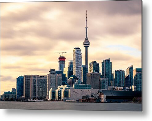Viewpoint Metal Print featuring the photograph Close Up of Toronto City Skyline with Dramatic Sky near Sunset by Brady Baker