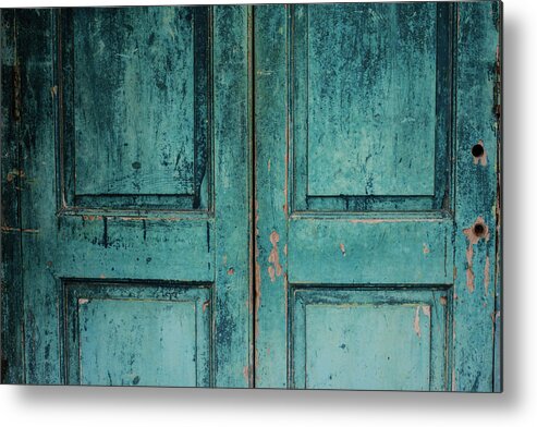 Material Metal Print featuring the photograph Closeup Of Blue Turquoise Old Textured by Sean Idielic