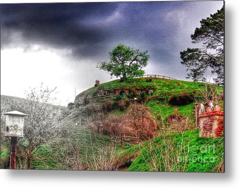 Hobbiton Metal Print featuring the photograph Cloudy Hobbiton by HELGE Art Gallery