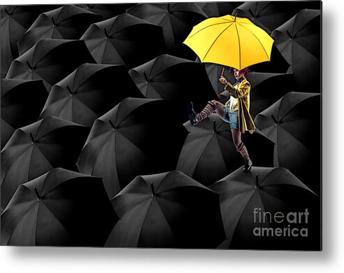 Umbrellas Metal Print featuring the digital art Clowning on Umbrellas 03-a13-1 by Variance Collections