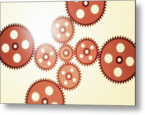 White Background Metal Print featuring the photograph Cogwheels by Jorg Greuel