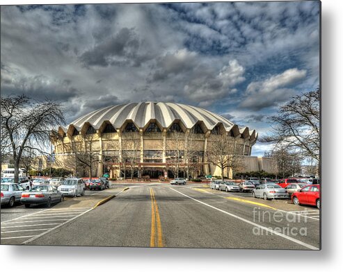 The Wvu Coliseum Is A 14 Metal Print featuring the photograph Coliseum daylight HDR by Dan Friend
