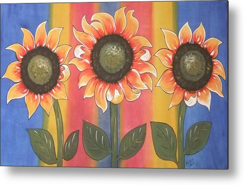 Sunflower Metal Print featuring the painting Color Me Sunny by Cindy Micklos