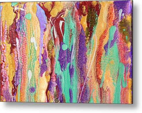 Abstract Metal Print featuring the painting Colorful Abstract Falls by Julia Apostolova