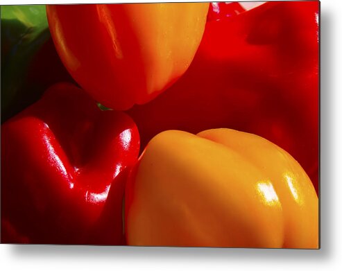 Yellow Metal Print featuring the photograph Colorful Bells by Gary Holmes