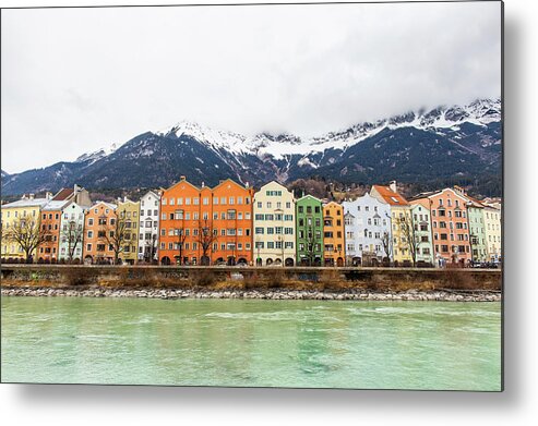 Tranquility Metal Print featuring the photograph Colorful Buildings Along The Inn River by Merten Snijders
