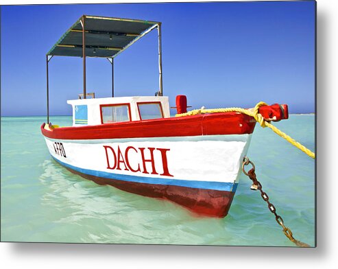 Anchored Metal Print featuring the photograph Colorful Fishing Boat of the Caribbean #2 by David Letts