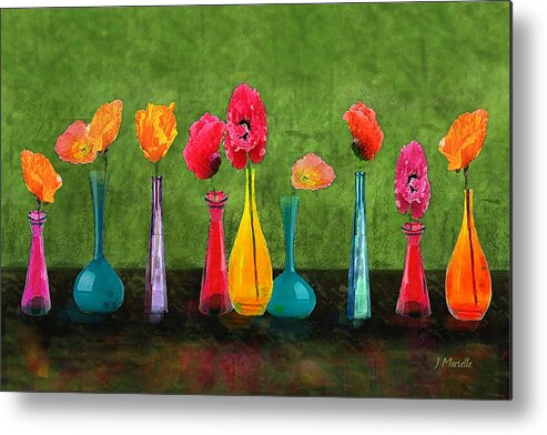 Poppies Metal Print featuring the digital art Colorful Poppies by J Marielle