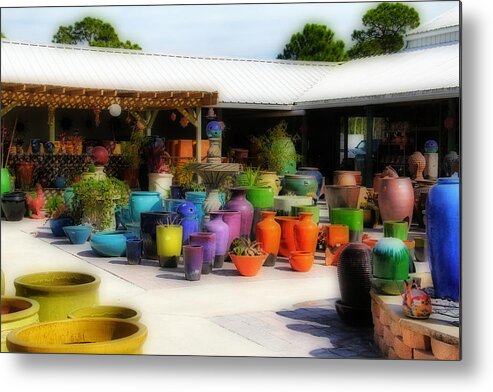 Colorful Metal Print featuring the photograph Colorful Pots by Rosemary Aubut