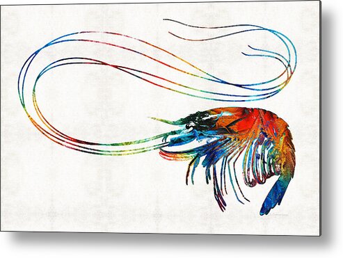 Shrimp Metal Print featuring the painting Colorful Shrimp Art by Sharon Cummings by Sharon Cummings