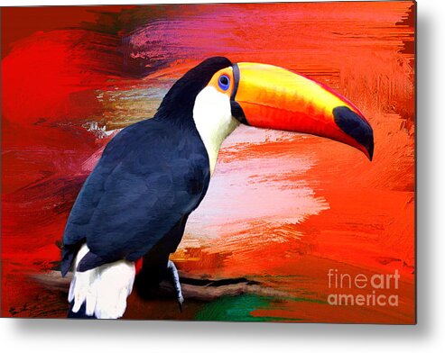 Toucan Metal Print featuring the digital art Colorful Toucan by Jayne Carney