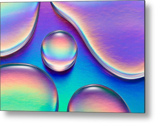 Curve Metal Print featuring the photograph Colorful Waterdrops Macrophotography by MirageC