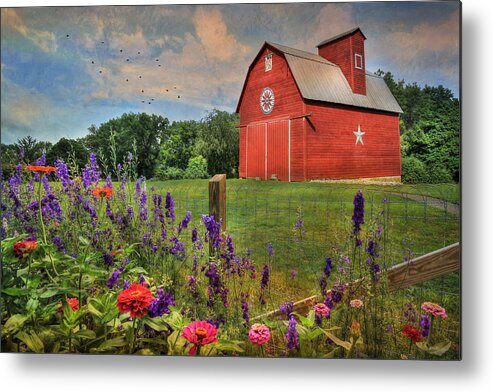 Red Barn Metal Print featuring the photograph Colors of Summer by Lori Deiter