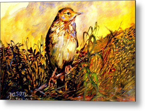 Bird Metal Print featuring the painting Common Pipit by Jason Sentuf
