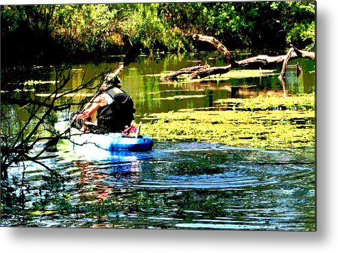 Cosumnes River Kayaking Metal Print featuring the digital art Cosumnes River Kayaking by Joseph Coulombe