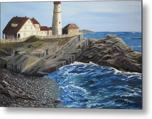 Seascape Metal Print featuring the painting Could be Portland by Barbara McDevitt