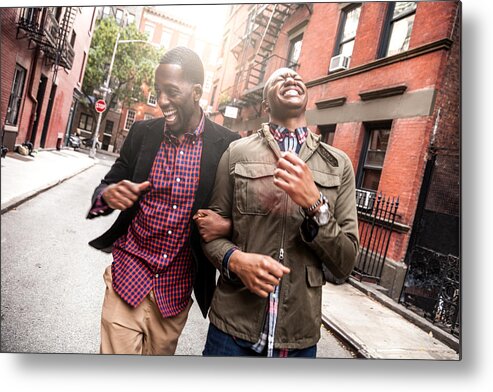 Young Men Metal Print featuring the photograph Couple walking in Greenwich Village - NY by LeoPatrizi