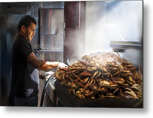 Crabs Metal Print featuring the photograph Crab Seller at Fisherman's Wharf by Dorothy Walker