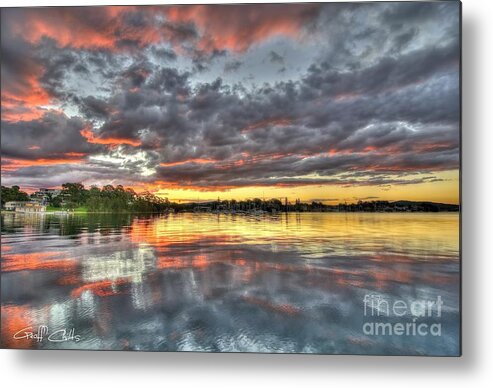 Sunset Metal Print featuring the photograph Crimson Sunset over Cockle Bay by Geoff Childs