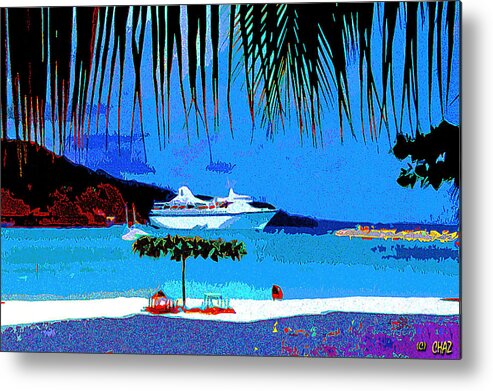 Caribbean Islands Metal Print featuring the painting Cruise Ship at Ocho Rios by CHAZ Daugherty
