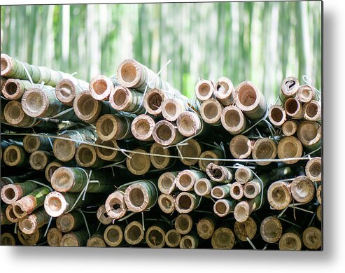 Bamboo Metal Print featuring the photograph Cut Bamboo In Arashiyama by © Mel Hattie