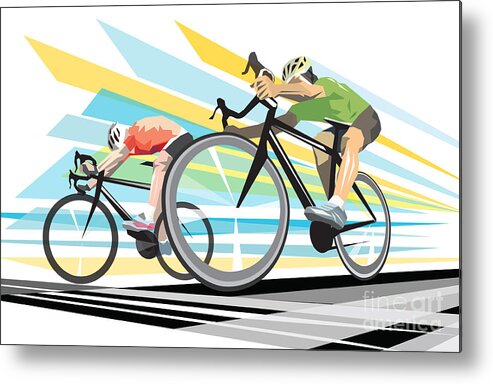 Cycling Metal Print featuring the digital art Cycling sprint poster print Finish Line by Sassan Filsoof
