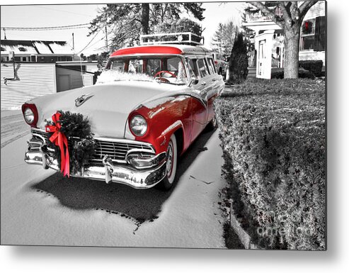 Christmas Metal Print featuring the photograph Dads Christmas Car by Brenda Giasson