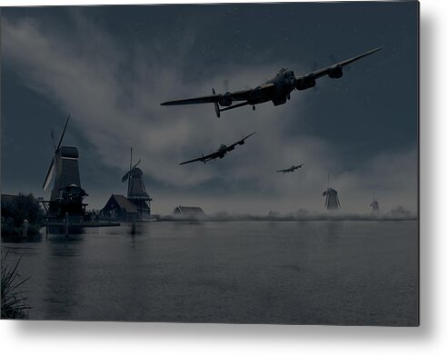 Lancasters Metal Print featuring the photograph Dambusters first wave by Gary Eason