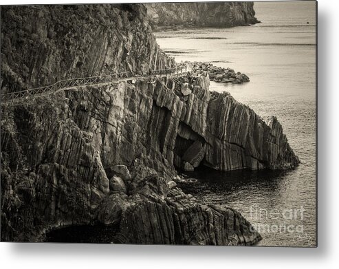 Cinque Terre Metal Print featuring the photograph Dangerous Passage of Cinque Terre by Prints of Italy