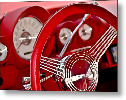 Automobile Metal Print featuring the photograph Dashboard Red Classic Car by Carolyn Marshall