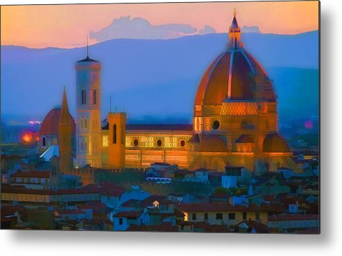  Metal Print featuring the painting Dawn in Florence by Douglas MooreZart