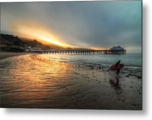 Malibu Metal Print featuring the photograph Dawn Session Over by Richard Omura
