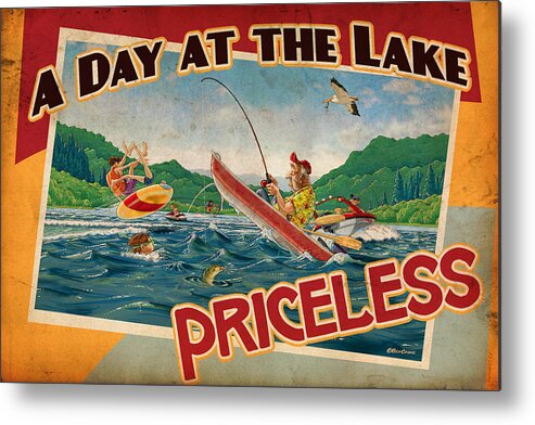 Ben Crane Metal Print featuring the painting Day at the Lake by JQ Licensing