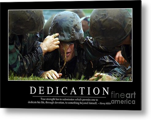 Horizontal Metal Print featuring the photograph Dedication Inspirational Quote by Stocktrek Images