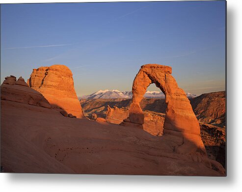 Rock Metal Print featuring the photograph Delicate Arch at Sunset-2 by Alan Vance Ley