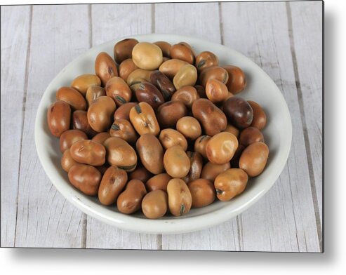 Nut Metal Print featuring the photograph Dish of Fava Beans (Vicia faba) by Douglas Sacha