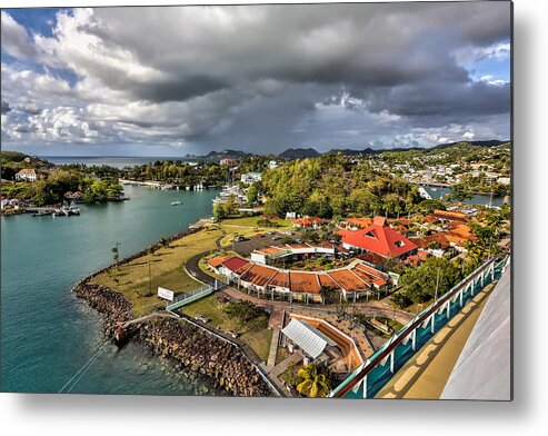 Port Metal Print featuring the photograph Distant rain near the port in Castries St. Lucia by Craig Bowman