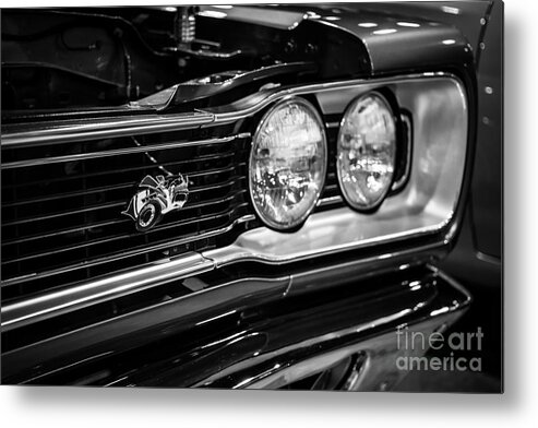 1960's Metal Print featuring the photograph Dodge Super Bee Black and White by Paul Velgos
