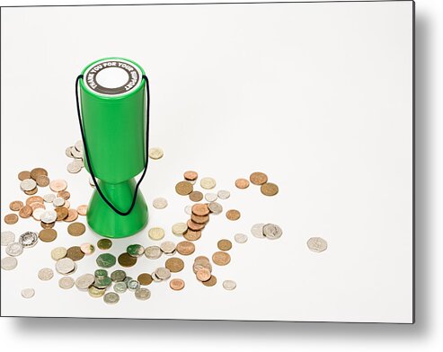 Coin Metal Print featuring the photograph Donation box by Image Source