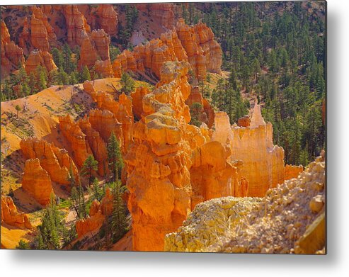 Orange Metal Print featuring the photograph Down Into Bryce by Jeff Swan