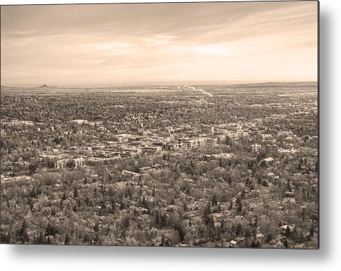 Boulder Colorado Metal Print featuring the photograph Downtown Boulder Colorado Morning Sepia View by James BO Insogna