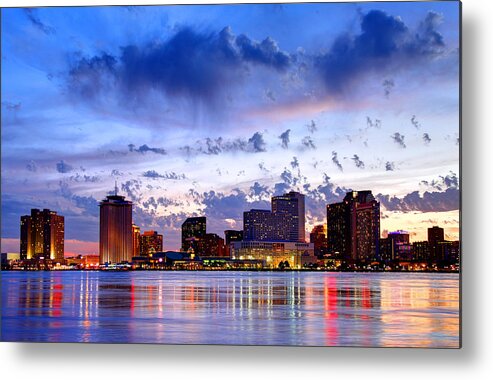 Downtown District Metal Print featuring the photograph Downtown New Orleans Louisiana skyline along the Mississippi River by DenisTangneyJr