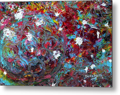 Bold Abstract Metal Print featuring the painting Downtrodden Flowers by Donna Blackhall