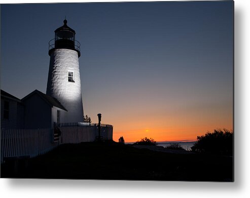 Maine Metal Print featuring the photograph Dramatic Lighthouse Sunrise by Kyle Lee