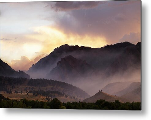 Scenics Metal Print featuring the photograph Dramatic Smoke And Fog Mountain Scene by Beklaus