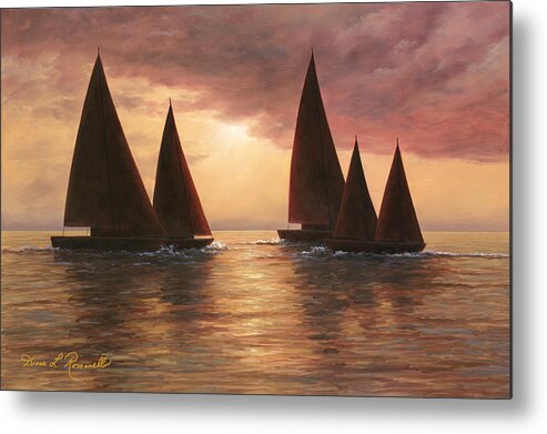 Sailboats Metal Print featuring the painting Dream Sails by Diane Romanello