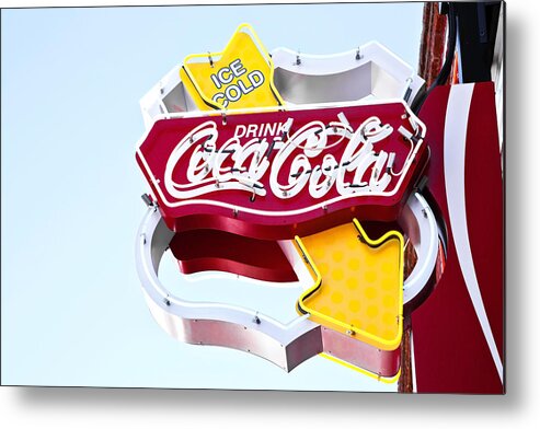 Route 66 Metal Print featuring the photograph Drink Coca Cola Vintage Neon Sign by Gigi Ebert