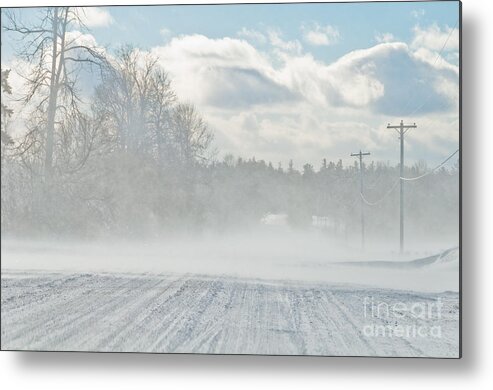 Landscapes Metal Print featuring the photograph Driving in the snow by Cheryl Baxter