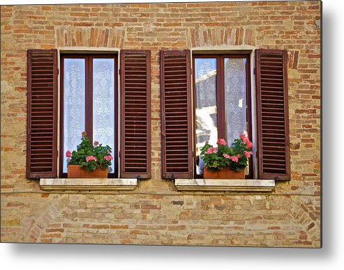 Art Metal Print featuring the photograph Dueling Windows of Tuscany by David Letts