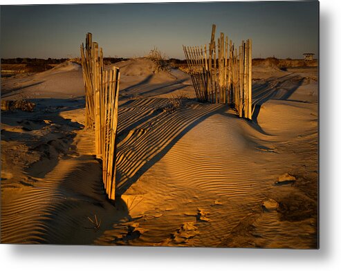 Outer Banks Metal Print featuring the photograph Dune Erosion Fence Outer Banks NC IMG_3761 by Greg Kluempers